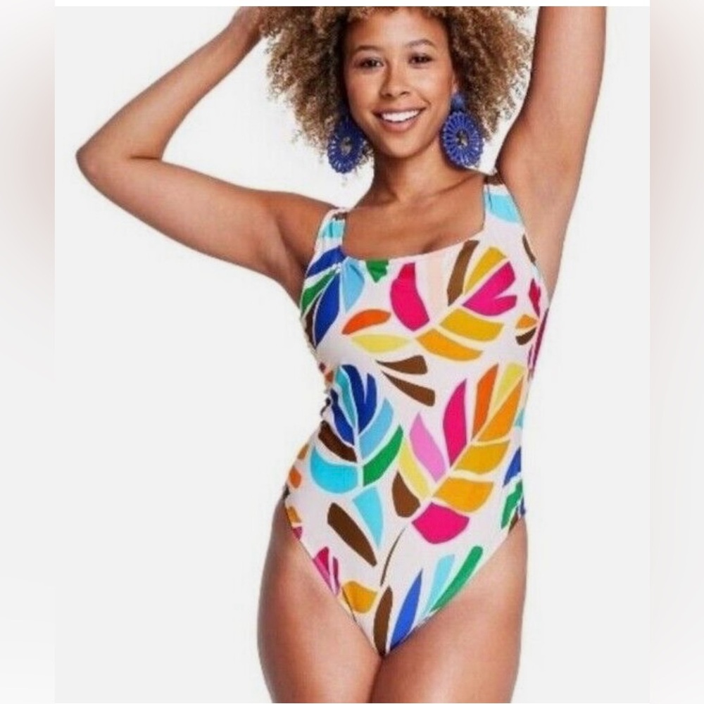 Tabitha Brown For Target Botanical Print Lowback One Piece Swimsuit, Size XL